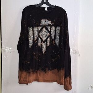 A Bella Canvas Women's Top Aztec Eagle Bird Pattern Dip Dyed Tribal Splatter XL